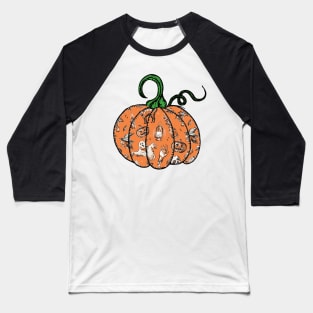 Vintage Classic Halloween Black Cat Ghosts Pumpkin Trick-or-Treating Scene Baseball T-Shirt